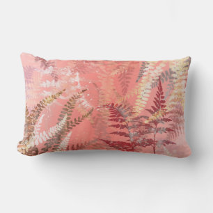 Coussin Rectangle Feuilles tendance moderne élégant corail rose fo