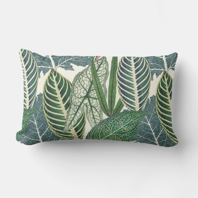 Coussin Rectangle Feuilles tropicaux verts (Recto)