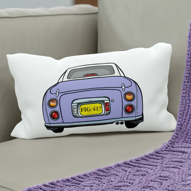 Coussin Rectangle Figarations Cute Lilac Figaro Voiture Monogramme B (Cute lilac figaro car lumbar pillow. Add your car reg number (or initials) and your name on the back)