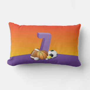 Coussin Rectangle Fille 7e anniversaire des balles de sport