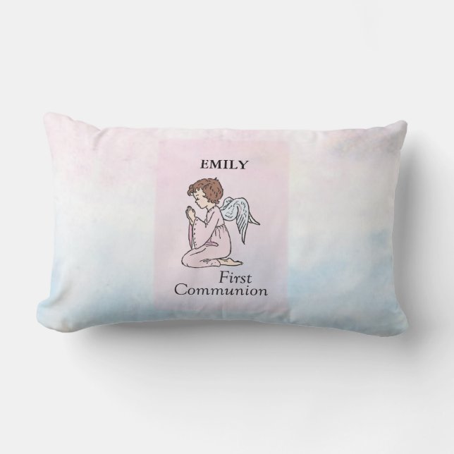 Coussin Rectangle Fille, ange de première communion (Recto)