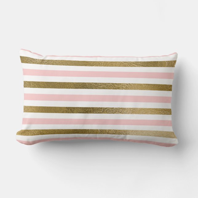 Coussin Rectangle Fille Blush Motif rose, blanc et or (Recto)