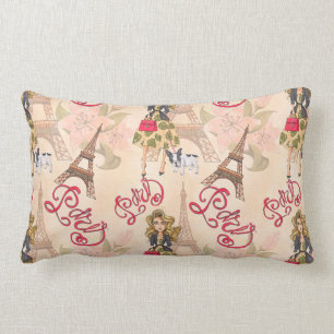 Coussin Rectangle Fille de mode dans le motif de Paris