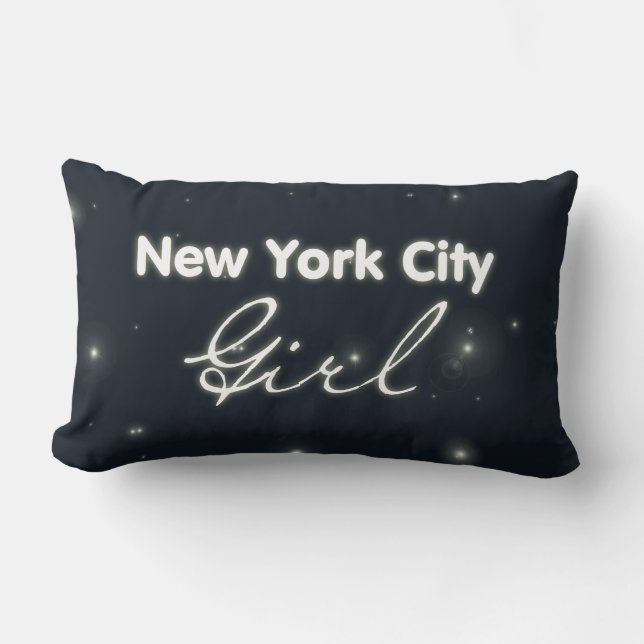 Coussin Rectangle Fille de New York City - ciel bleu et étoiles (Recto)