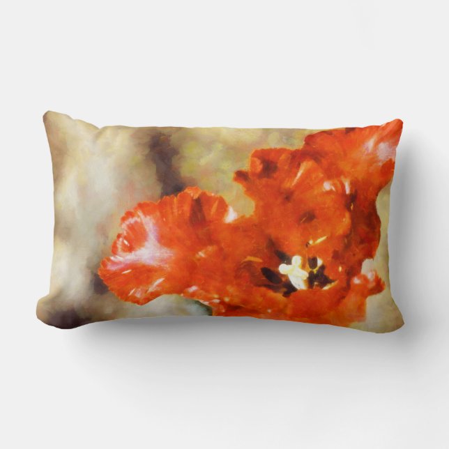 Coussin Rectangle Fille Frilly Été Jardin Rouge Iris Fleur Peint (Recto)