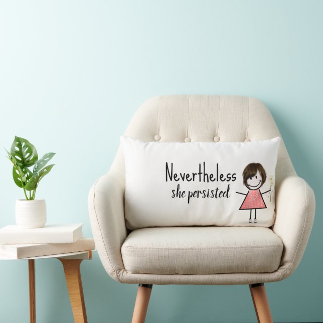 Coussin Rectangle Fille mignonne avec un bâton dans une robe à carre (Chaise)