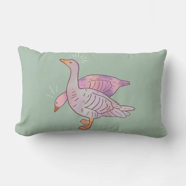 Coussin Rectangle Filles d'oies | Duo d'oies de l'art folklorique fa (Recto)
