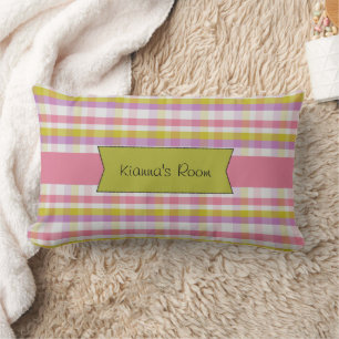 Coussin Rectangle Filles mignonnes à carreaux pastel