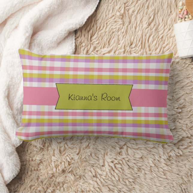 Coussin Rectangle Filles mignonnes à carreaux pastel (Couverture)