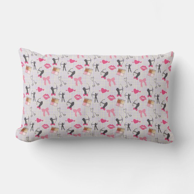 Coussin Rectangle Filles Tir à l'arc - Coeurs de filles et maquillag (Recto)