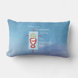 Coussin Rectangle Filleule, Première Communion, Turquoise
