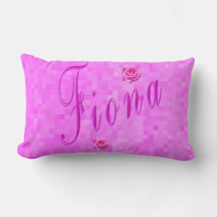 Coussin Rectangle Fiona Nom Logo Sur La Mosaïque Rose,