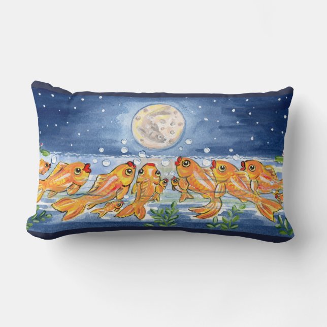Coussin Rectangle Fish Goldfish Moon Heure de nuit Concepteur Coussi (Recto)