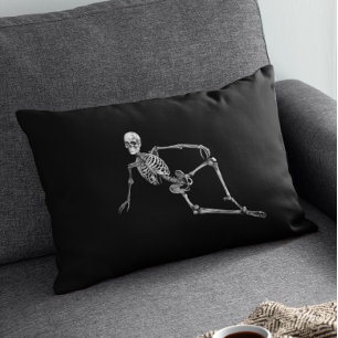 Coussin Rectangle Fixation Minimalistic noir Halloween de squelette