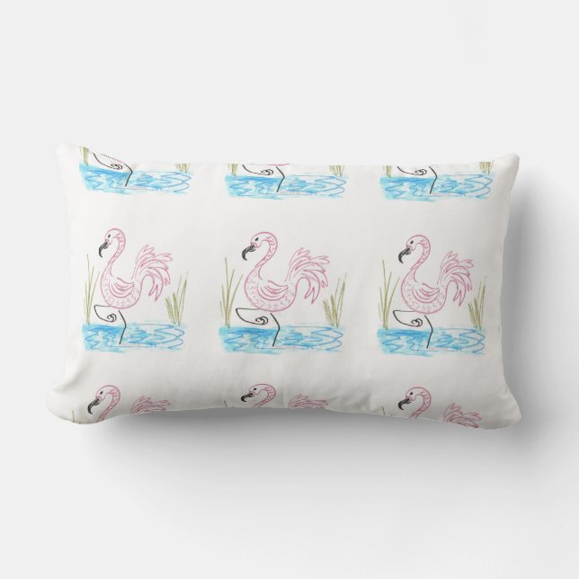 Coussin Rectangle Flamant rose #13 par EelKat Wendy C Allen (Recto)