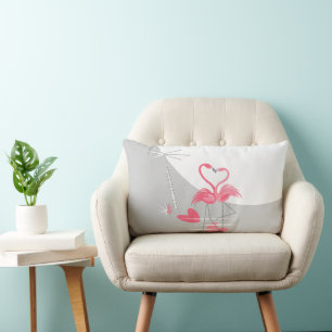 Coussin Rectangle Flamant rose Love Grand Lune rose dos lombaire cou