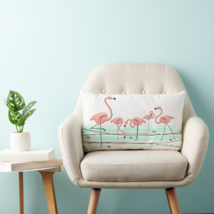 Coussin Rectangle Flamant rose Ocean Group - fond rose