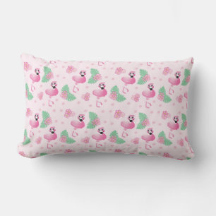 Coussin Rectangle Flamant rose tropical Fleurs Motif feuille rose cl