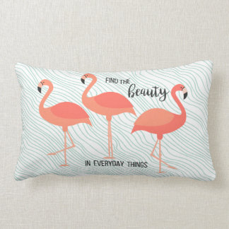 Coussin Rectangle Flamants roses de couleur de corail vivant sur le 