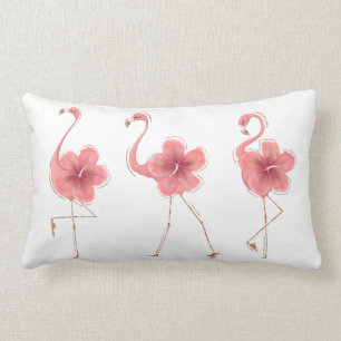 Coussin Rectangle Flamants roses & Hibiscus
