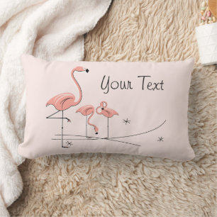 Coussin Rectangle Flamants roses Rose Trio 4 lumbar à dos rose