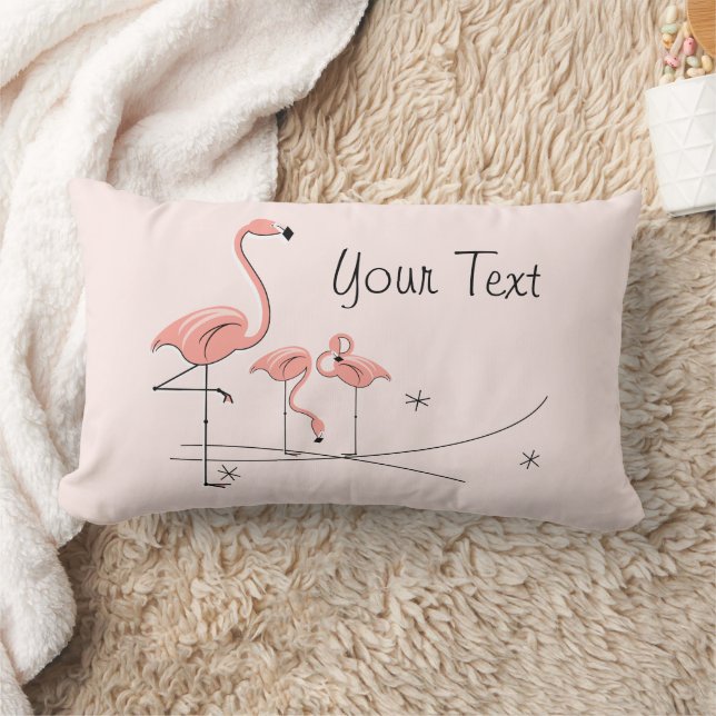 Coussin Rectangle Flamants roses Rose Trio 4 lumbar à dos rose (Couverture)