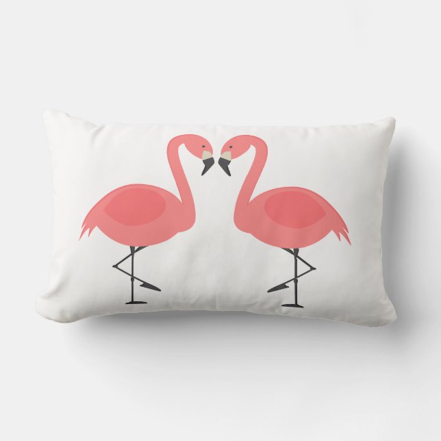 Coussin Rectangle Flamants Roses Tropicaux Amour - Mariage Plage Lua (Recto)