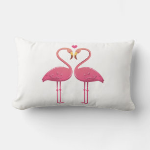 Coussin Rectangle Flamants Roses Tropicaux Amour - Mariage Plage Lua