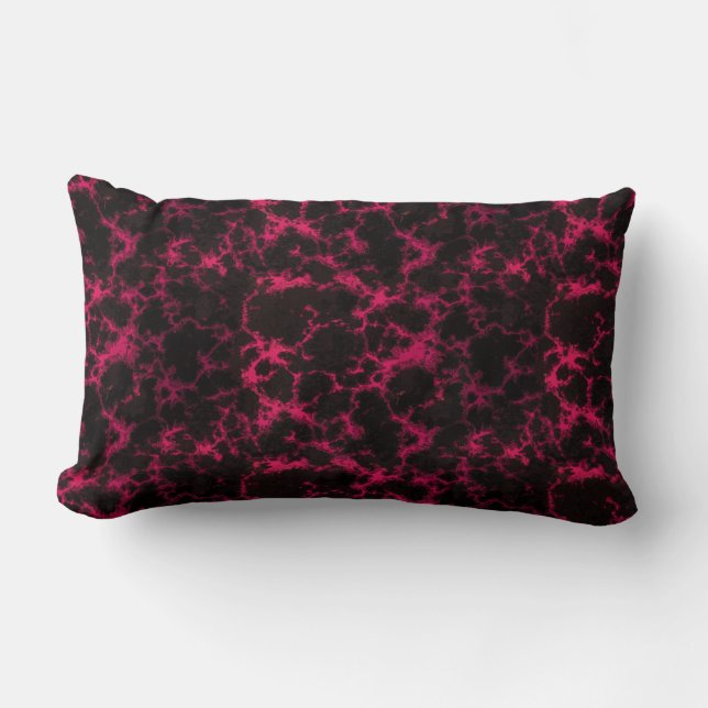 Coussin Rectangle Flammes roses et noires repérées vibrantes (Recto)
