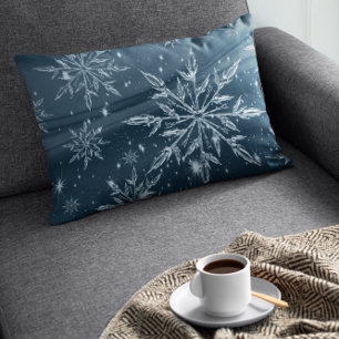 Coussin Rectangle Flèches de neige en verre bleu foncé