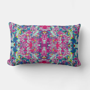 Coussin Rectangle Fleur abstraite colorée vintage