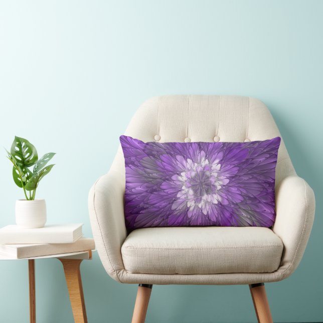 Coussin Rectangle Fleur abstraite violette psychédélique Art fractal (Chaise)
