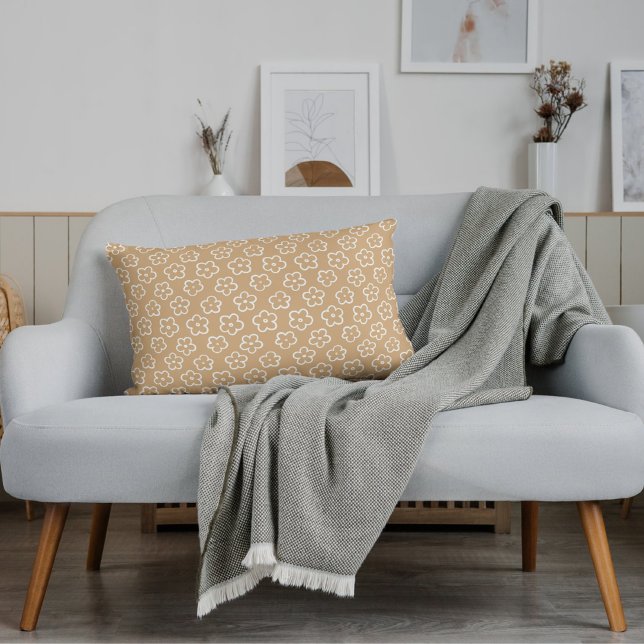 Coussin Rectangle Fleur beige Bohème Neutre Tropical Été (Créateur téléchargé)
