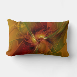 Coussin Rectangle Fleur d'art fractal abstraite rouge orange marron