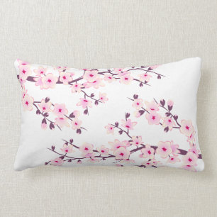 Coussin Rectangle Fleur de cerisier floral (Sakura) rose