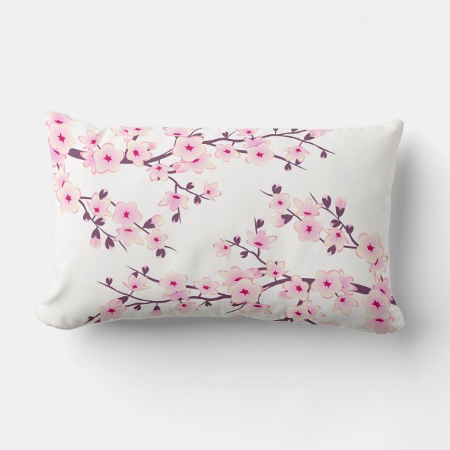 Coussin Rectangle Fleur de cerisier (Sakura) rose (Recto)