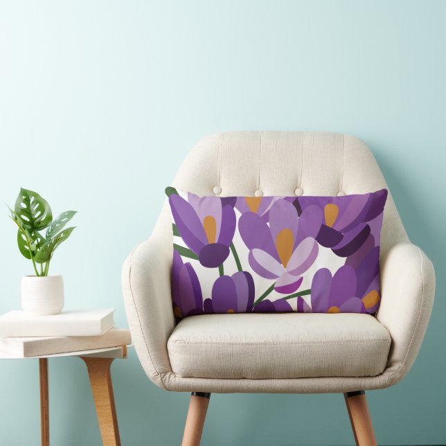 Coussin Rectangle Fleur de Crocus Violet (Chaise)