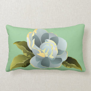 Coussin Rectangle Fleur de magnolia avec le feuille
