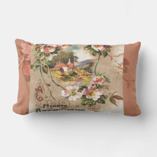 Coussin Rectangle Fleur de naissance victorienne de campagne vintage