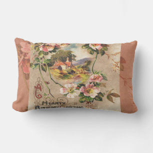 Coussin Rectangle Fleur de naissance victorienne de l'époque 1800