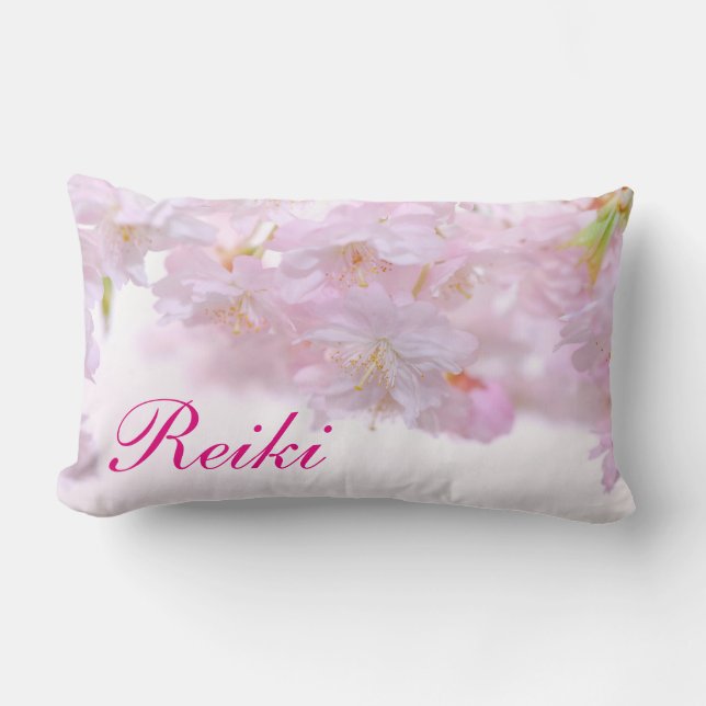 Coussin Rectangle Fleur de Reiki rose pâle (Recto)