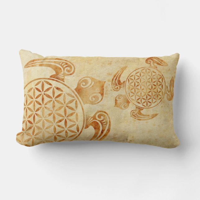 Coussin Rectangle Fleur de vie / Blume des Lebens - pierre de tortue (Recto)