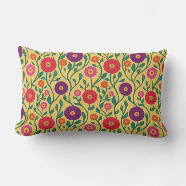 Coussin Rectangle Fleur de vigne du milieu du siècle | Guirlande de  (Recto)