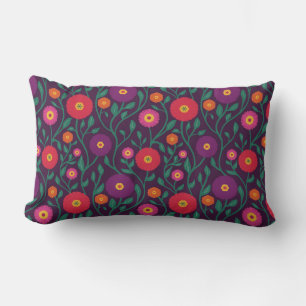 Coussin Rectangle Fleur de vigne du milieu du siècle   Prune de guir
