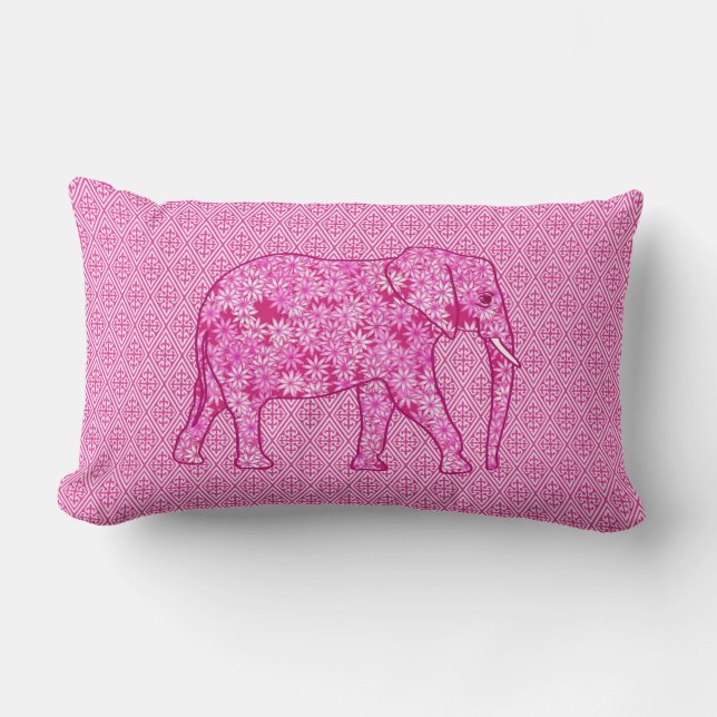 Coussin Rectangle Fleur d'éléphant - rose fuchsia (Recto)
