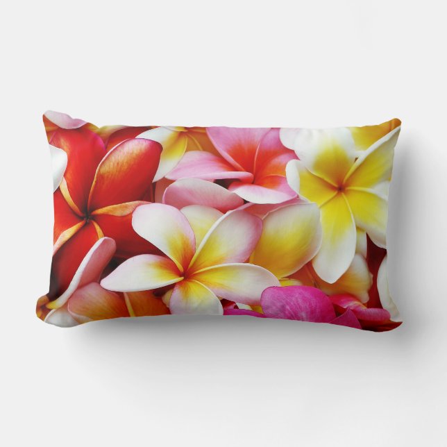 Coussin Rectangle Fleur d'Hawaï de Frangipani de Plumeria customisée (Recto)