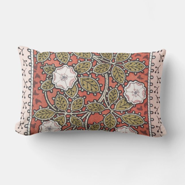 Coussin Rectangle Fleur d'illustration Rose sauvage Vintage (Recto)