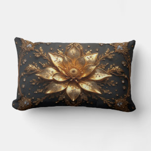 Coussin Rectangle Fleur d'Or Luxueuse