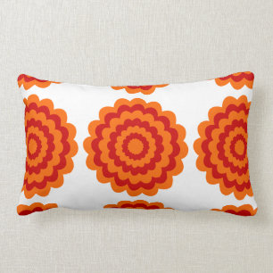 Coussin Rectangle Fleur géniale en orange et rouge