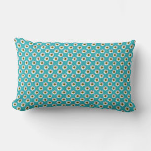 Coussin Rectangle Fleur imprimé marguerite sur turquoise